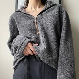 Vintage True Grit Fleece Dark Gray Pullover Sweater S-XL EUC